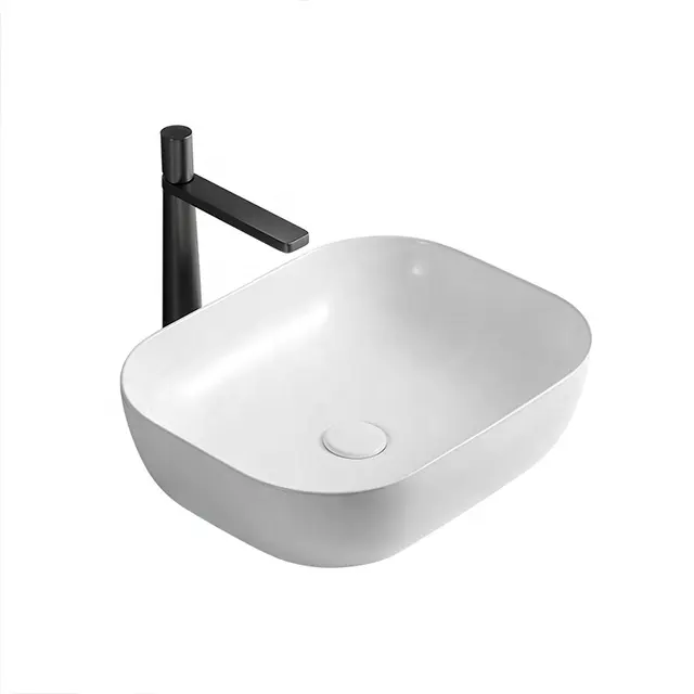 Colorful Matte white wash bowl luxury modern ceramic face basin with drainer