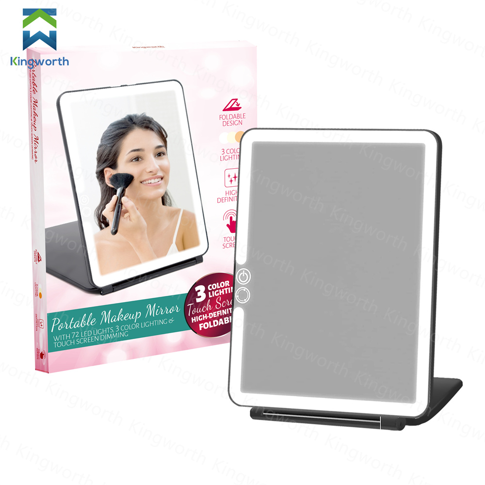 Kingworth 72 светодиоды 3 вида цветов режимов Usb перезаряжаемые Складной Make Up дорожная сумка косметическое зеркало для макияжа с подсветкой для путешествий