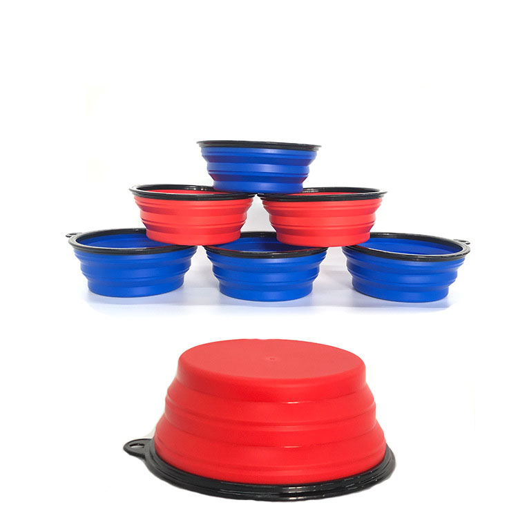 Indoor and outdoor easy take travel silicone collapsible pet bowl