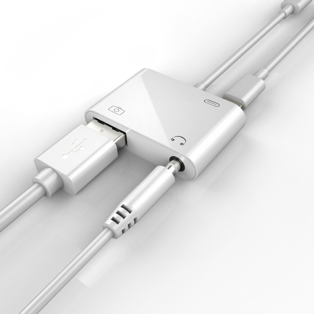 Новейший 3 в 1 для освещения USB для подключения камеры аудио для устройства чтения sd-карт с зарядным портом 3,5 мм разъем для наушников