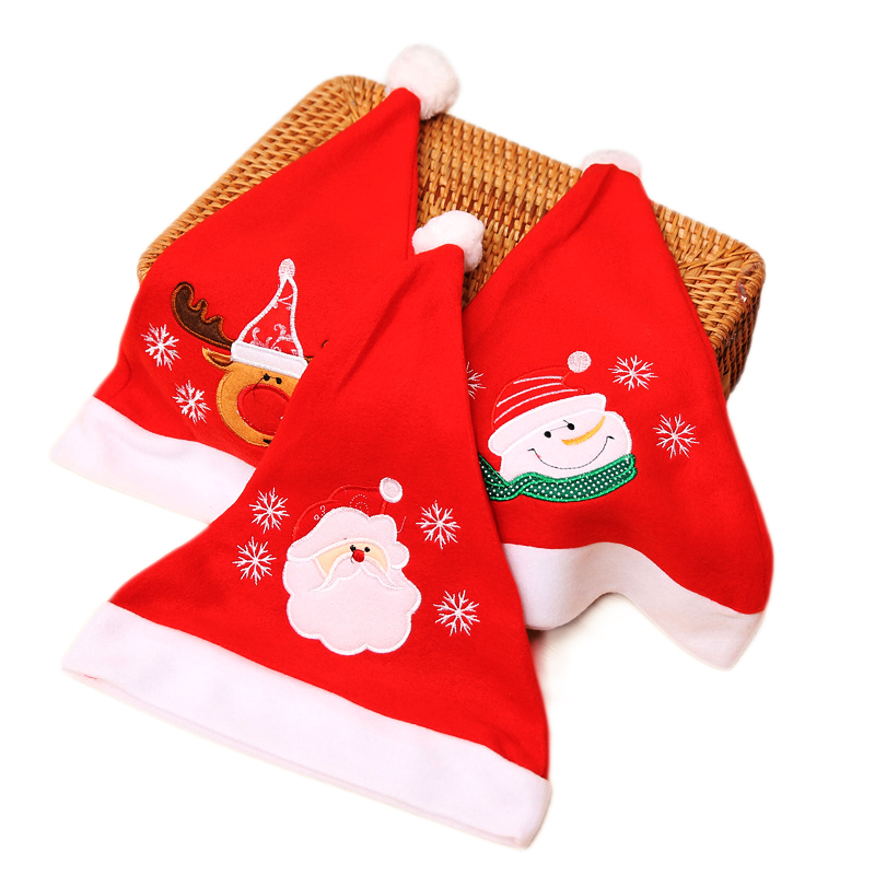 Custom Fleece Xmas Santa Claus Cap With Embroidery Designs