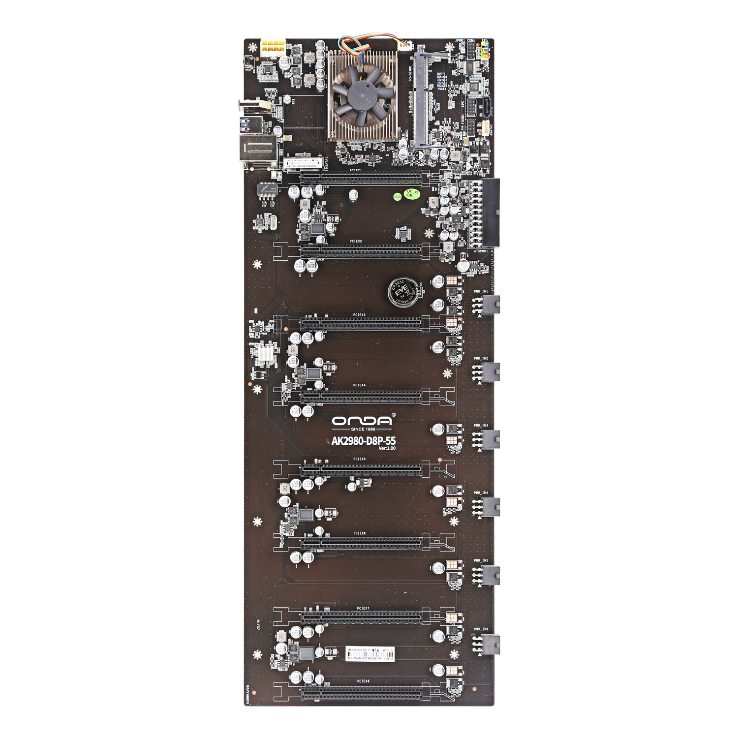 Хит продаж 8 Gpu 6 установка видеокарты 3060 чехол и AK2980 D8P-55 Eth riserless добыча материнская плата