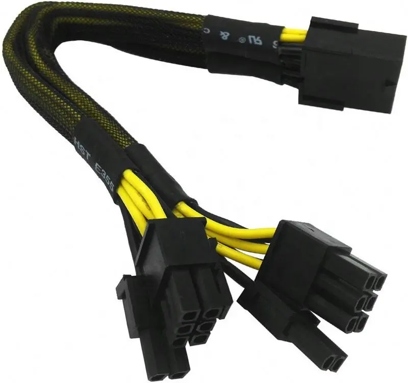 8 Pin Female to Dual 2X 8 Pin (6+2) Male PCI Express Power Adapter Braided Y-Splitter Cable 9-inch(23cm)