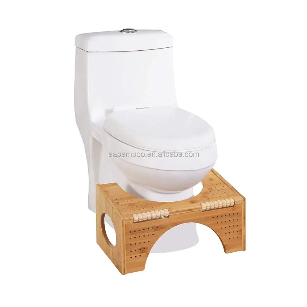 Modern Flip Adjustment Two Sizes 7" 10" Bathroom Bamboo wooden Sqautting Toilet Stool