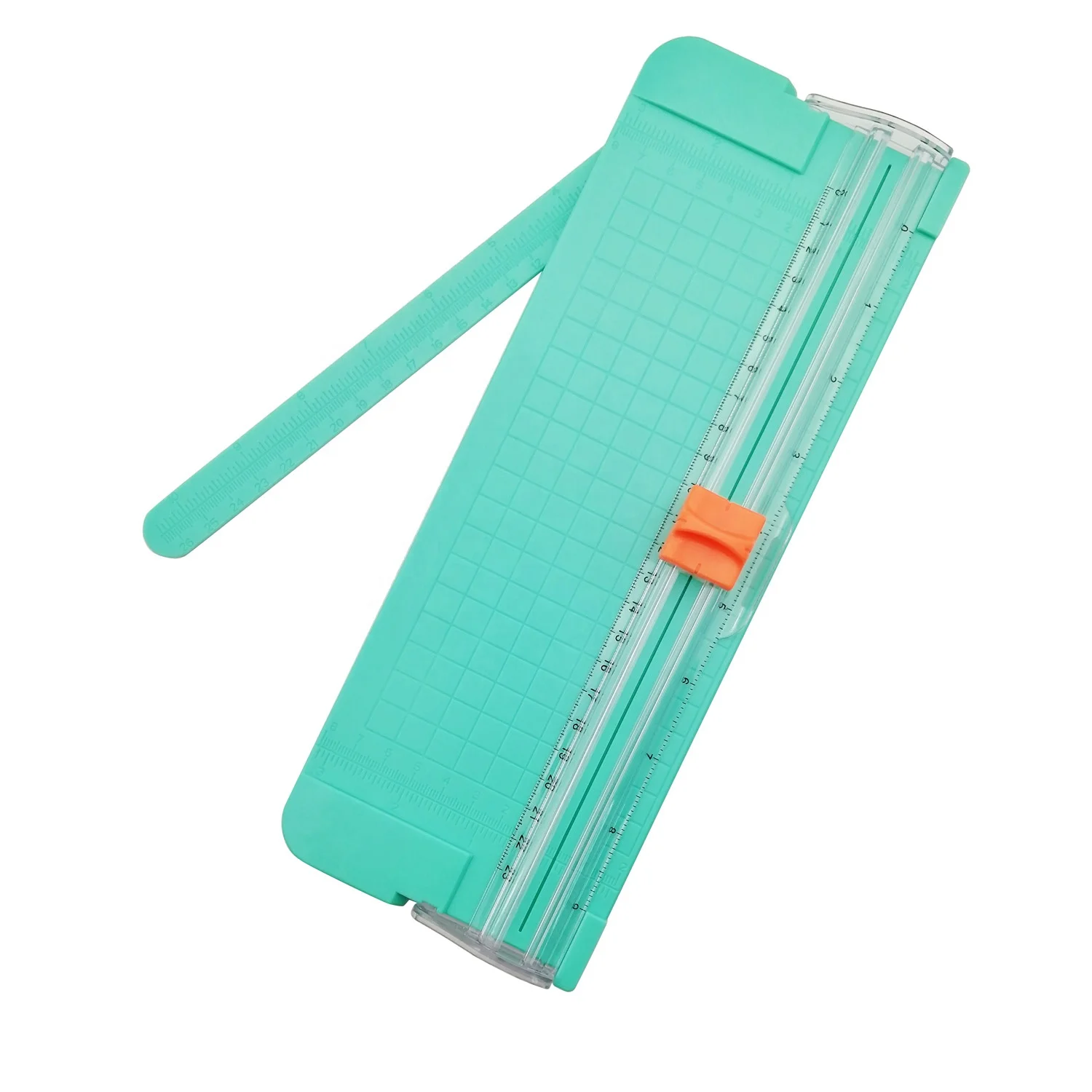 Office custom logo 10 sheets A5 office mini manual rotary paper cutter trimmer with pull out ruler for paper cut