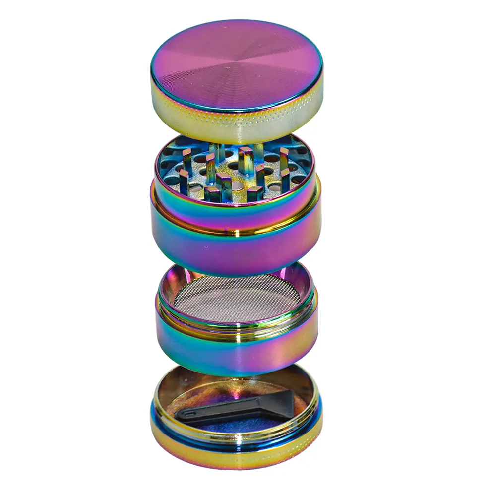 Wholesale Metal Zinc Alloy 40mm 50mm 55mm 63mm 4 Layers portable herb grinder custom color herbal grinder sample