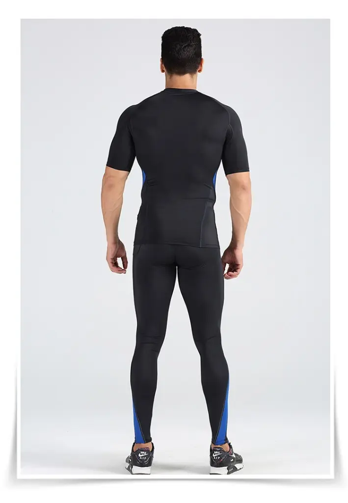 Mens Thermal Compression Fitness Wear 2 Pcs Mens Workout Clothes Set With Compression Pants Long Sleeve Shirt