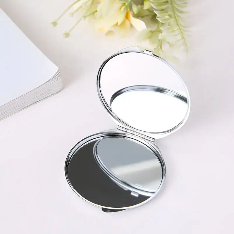 Personalized Custom Travel Sublimation Blank Round Double Sides Metal Mini Pocket Make Up Mirror