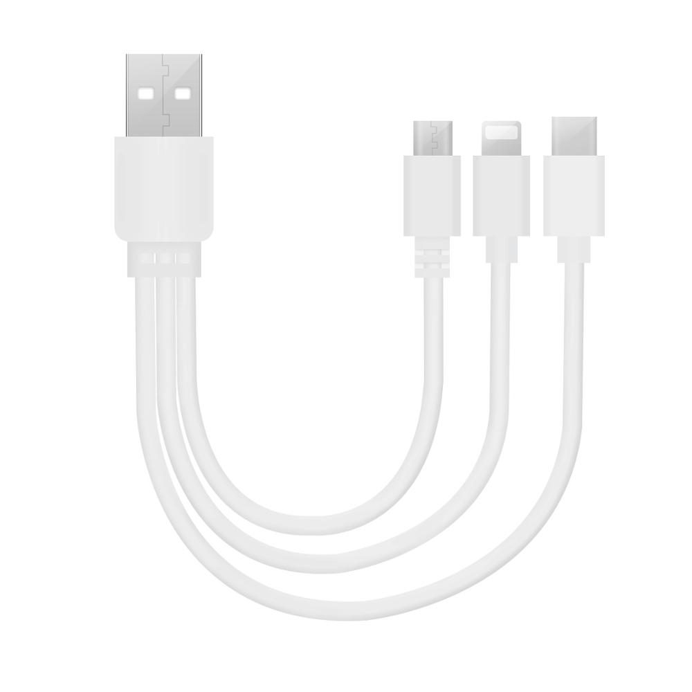 USB-кабель XANUAN 3 в 1, кабель Lighting типа C и Micro 15 см, короткий зарядный шнур с несколькими USB-портами для iPhone 11 Pro, iPad, Huawei, HTC, LG, Samsung