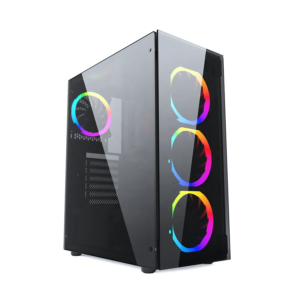 Высококачественный игровой чехол для компьютера с полным стеклом ATX Средняя башня чехол для ПК для геймеров