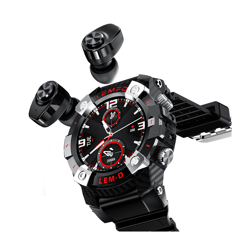 2021 спортивные reloj 1,3 дюймовый браслет LEMD Smartwatch BT 5,0 tws наушники 2 в 1 Наушники Смарт часы беспроводные наушники