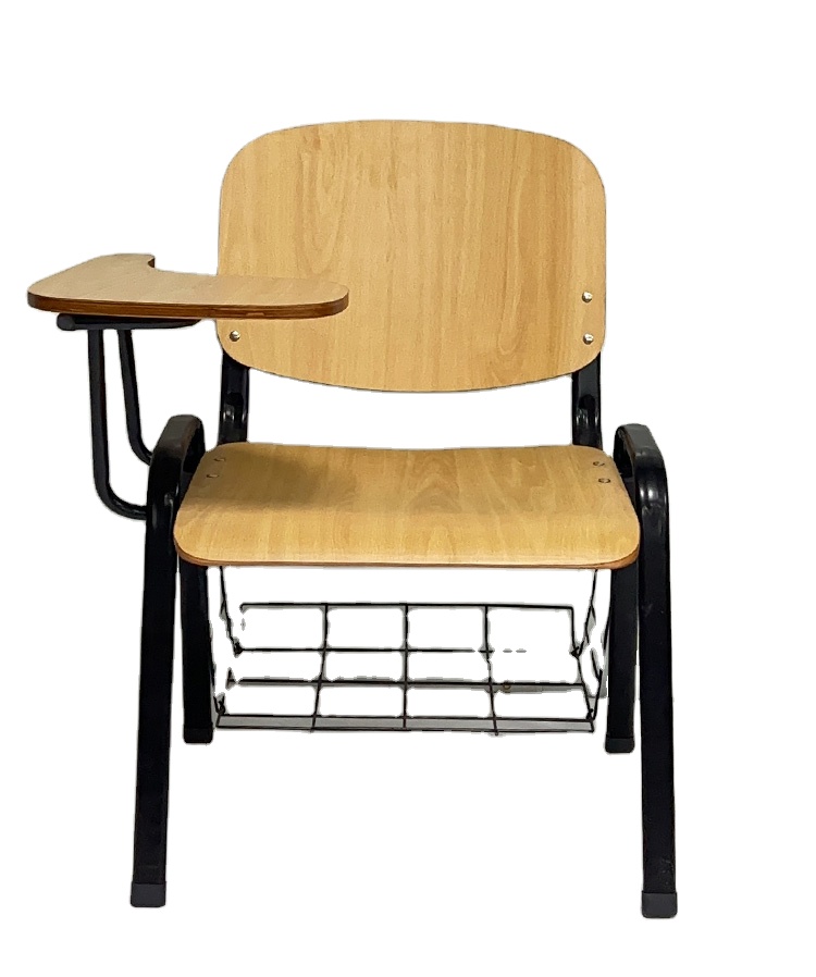 Hot Sale University School Furniture Wooden Student Chair Foldable Training Chair with Writing Tablet Customized Color Set