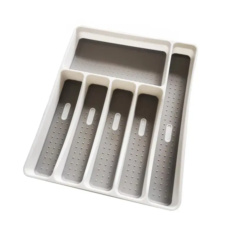 Factory Supply High Quality Square Kitchen Plastic Storage Flatware Tray Compartment Storage Cutlery Tray
