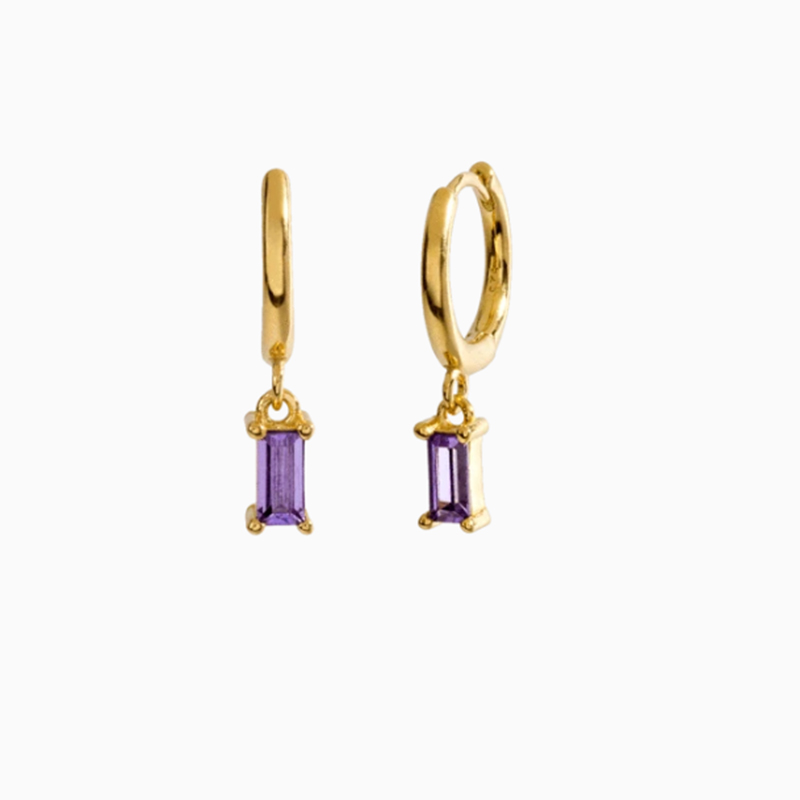 925 Sterling Silver Stud Earring Romantic Purple Zircon Earring For Valentine's Day Crystal Jewerly Piercing Pendientes