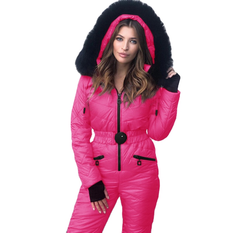 Plus size 5XL Winter 2020 new hooded warm cotton jacket for women's fashion waist - in two-piece ski suit