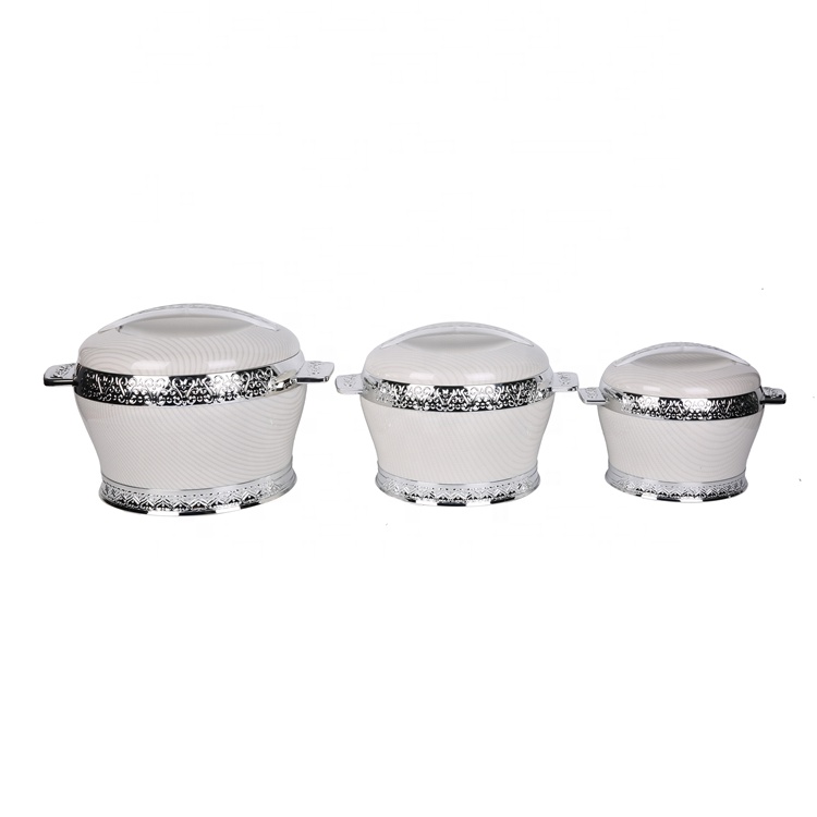 Casserole 3 Pcs Set Freshness Keep Warm Hot Pot 2.0L 4.2L 6.3L Casserole Texture Silver Plated Casseroles