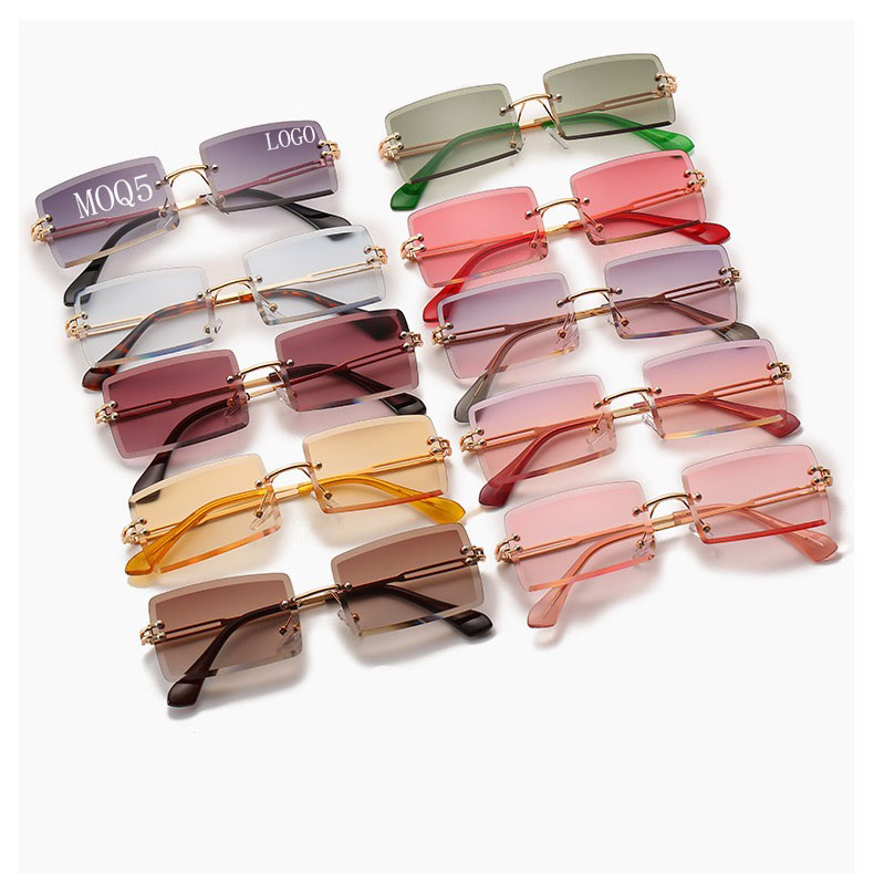 Wholesale women big frame unisex oversized rimless designer sunglasses