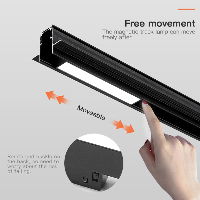 Recessed surface 10W 20w 30w DC48v Dimmable Indoor showroom System magnetic led track light