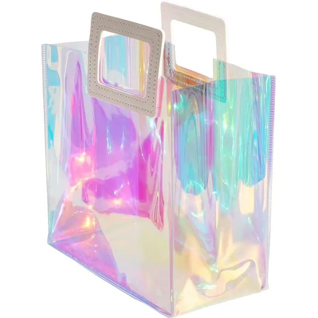 PVC Holographic Gift Bag With Custom MULTICOLORED Logo
