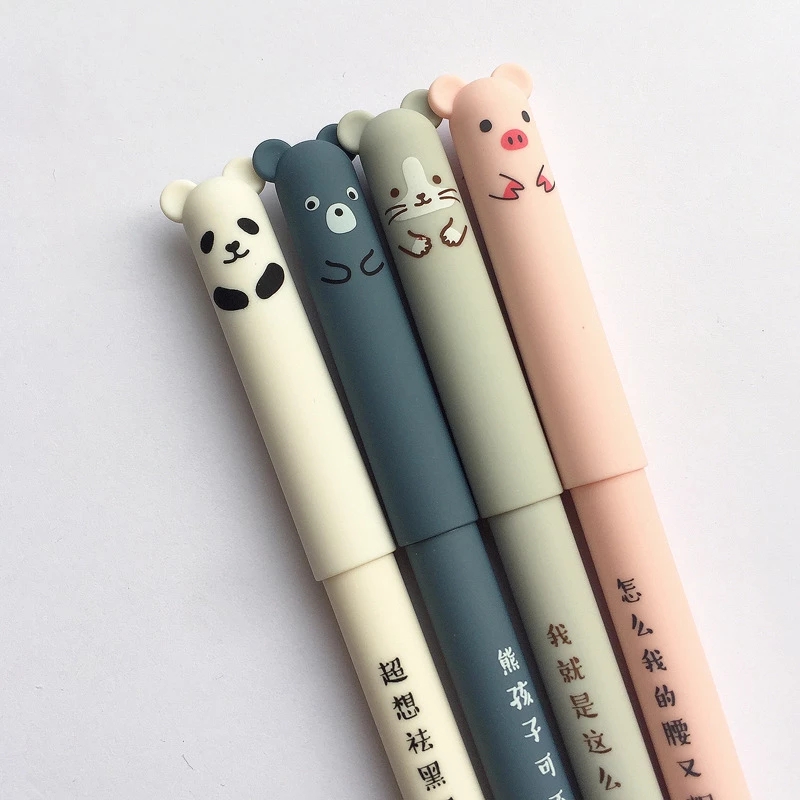 Kawaii Медведь кошки и мышки Детские со стирающимися чернилами гелевая ручка школьные канцелярские принадлежности подарок 0,35 мм синие Черные чернила