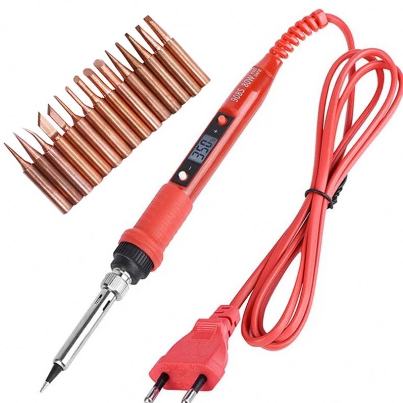110V 220V 80 Вт ЖК-паяльник Комплект Регулируемая температура припоя сварочные инструменты керамиковым подогревателем жало паяльника 15 видов медный наконечник