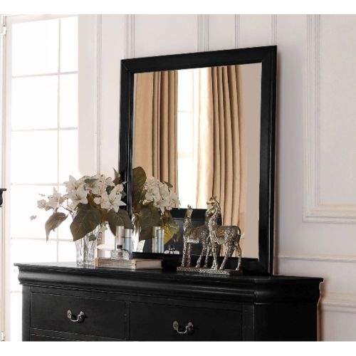 Free Shipping Drop Shipping ACME Louis Philippe Mirror in Black for living room furniture ACME Wall Mirrors