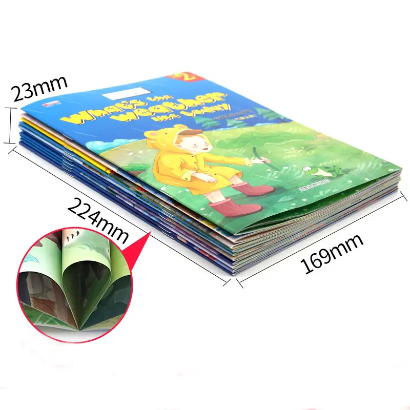 Custom printed books Softcover learning children designing English words stapled binding book full colors for kids
