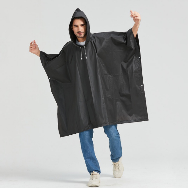 100% Waterproof Reusable EVA Rain Ponchos for Adults Rain Jackets Raincoats for Men Women Unisex Rainwear With Drawstring Hood