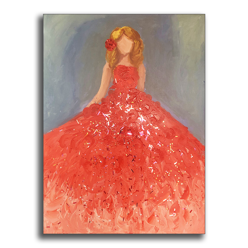 Home Decor Modern Wall Art Oil Painting Prints Portrait with Evening Dress Prints