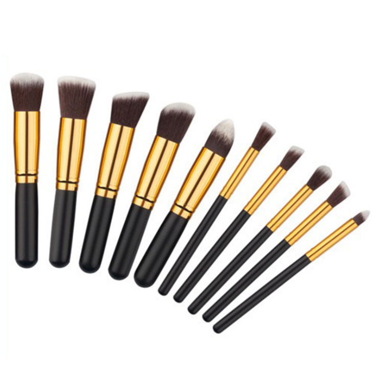 10 pcs Wooden handle mini Makeup Brushes set custom private logo Cosmetic brushes Synthetic Nylon Hair makeup brushes set