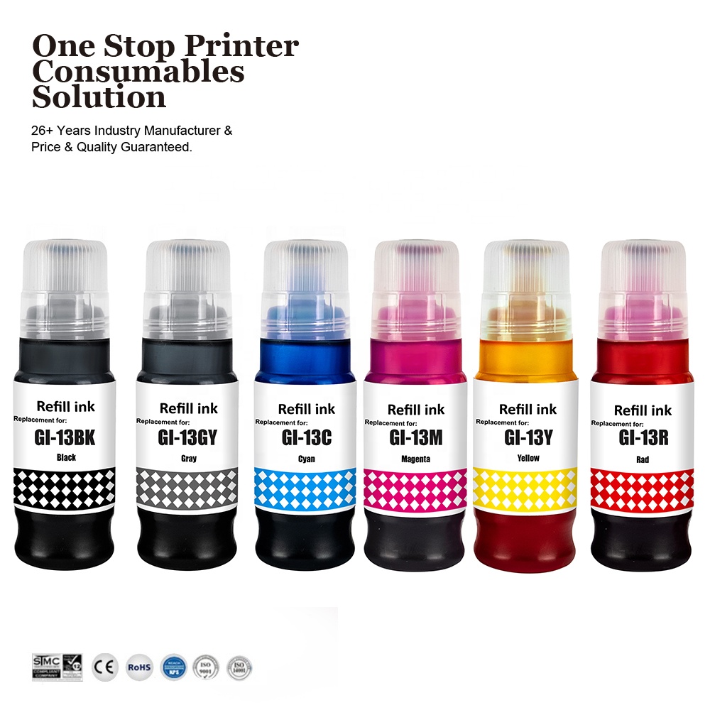 INK-POWER GI 13 GI13 GI-13 Premium Color Compatible Bulk Bottle Water Based Refill Ink for Canon PIXMA PIXMA G510 G610 Printer