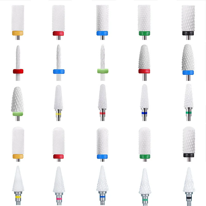 APROMS Ceramic Nail Drill Bit Large Cone Flame Long Barrel Cuticle Milling Cutters Electric Manicure Drill Machine Accessory
