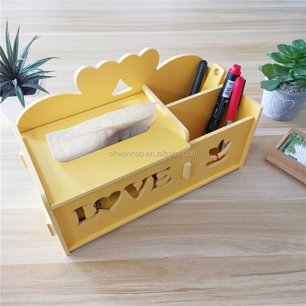 Настольный деревянный держатель для салфеток WanuoCraft DIY, деревянный органайзер для офисного стола