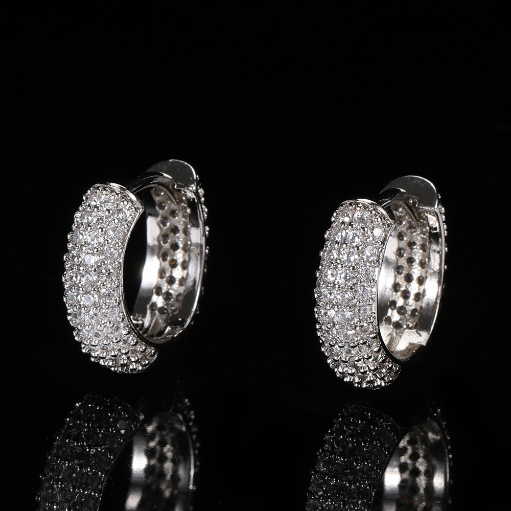 2021 New Fashion Hip Hop Jewelry For Women Circle Earring Iced Out Cz Cubic Zirconia Earring Round Hoop Earrings