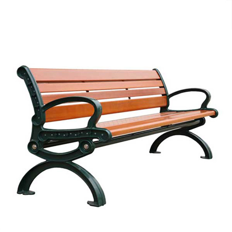 outside park bench made of cast iron and hardwood