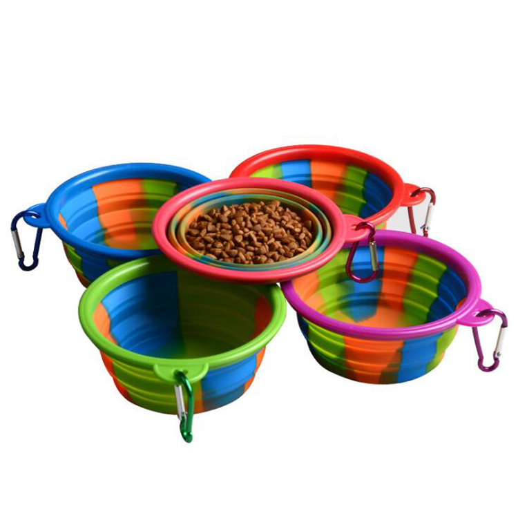Hot Sale Camouflage Silicone Collapsible Dog Bowl Outdoor Portable Food Water Bottle Travel Dog Bowl