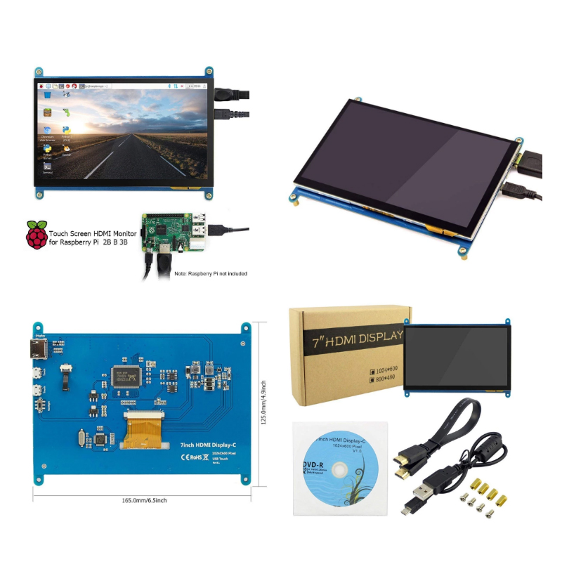 1024x600 IPS емкостный сенсорный экран 7 дюймов Raspberry Pi 4/3 ЖК-дисплей с сенсорным экраном для Raspberry Pi 4/3 с ЖК-дисплеем