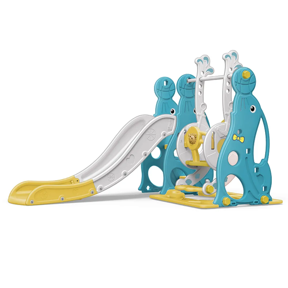 New Sea lion kids indoor plastic slide and swing set for toddler