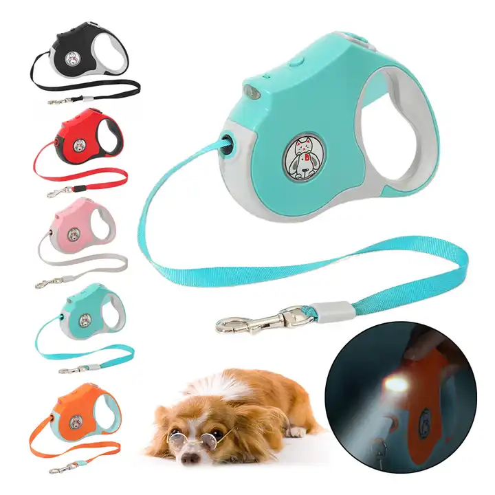 Pet Supplies Colorful Retractable Dog Walking Rope Leash with LED Lights 5M Traction Pet Retract Leash