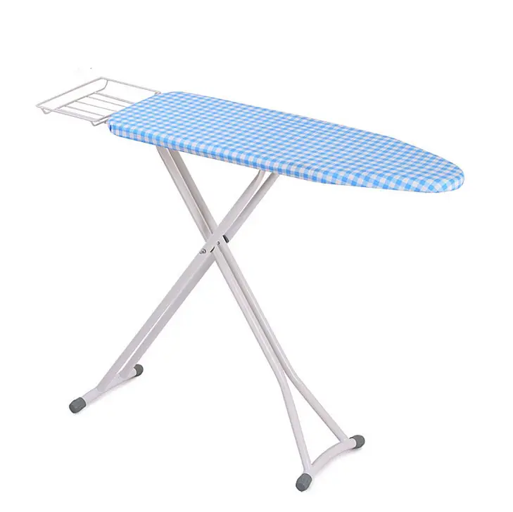 Tube Fold Out Ironing Board Standing Height Adjustable Iron New Grid Blue Knitted Cotton,iron Mesh and Silicone Mat 60-80cm 3kg