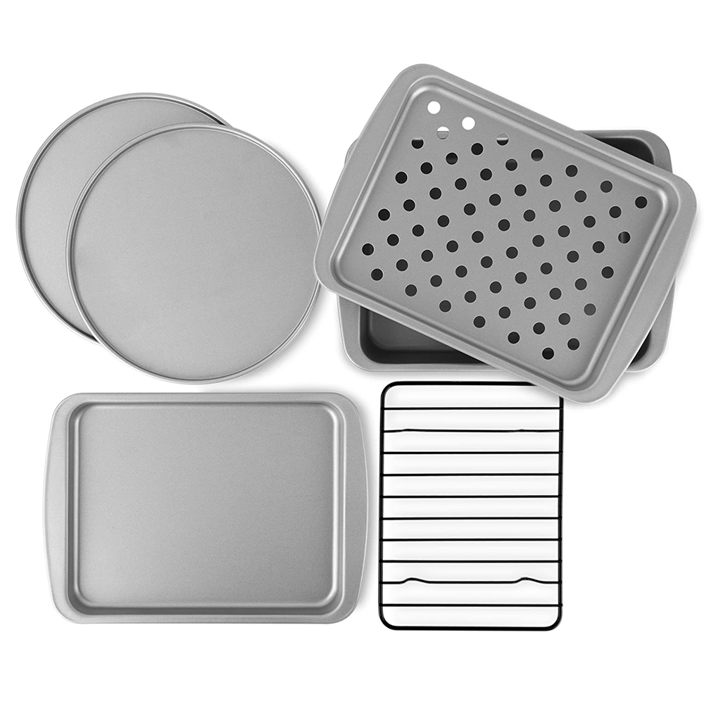 Nonstick 6 Piece Oven Bakeware Set Round Baking Pan Rectangle Baking Tray