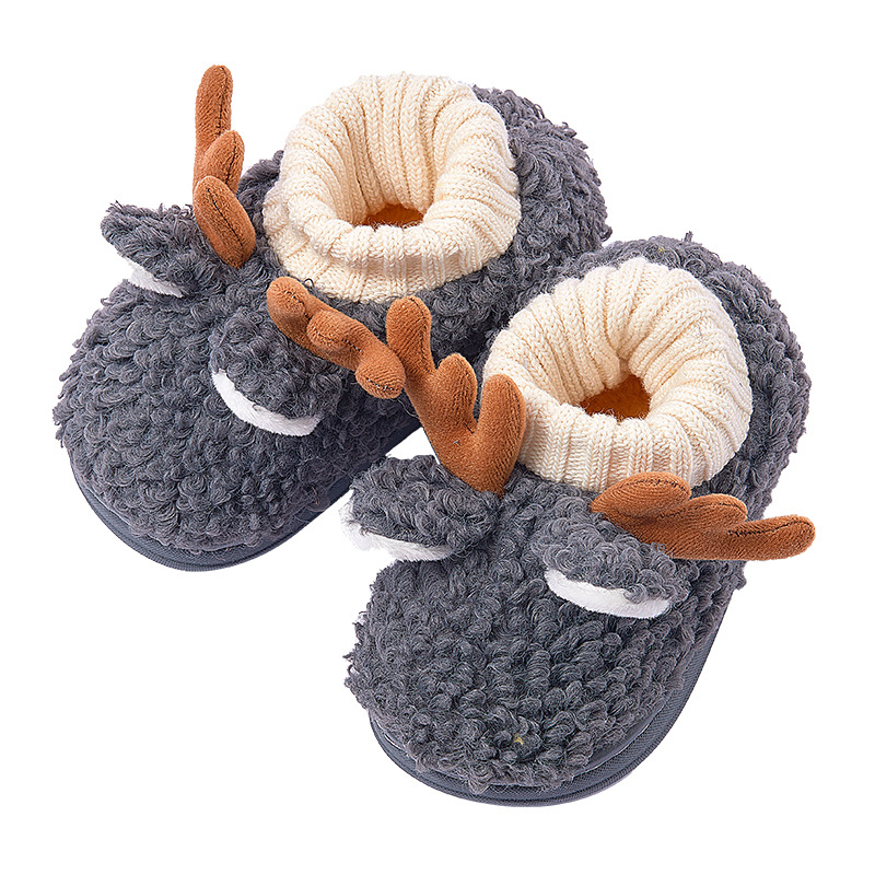 Wholesale Low Price New Trending Winter Baby Warm Cute Bedroom Slippers Antlers Slippers for Unisex Kids