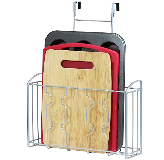Over the Cabinet Door Organizer Holder,Simple Trending Over the Door/Wall Mount Cabinet Organizer for Cutting Board