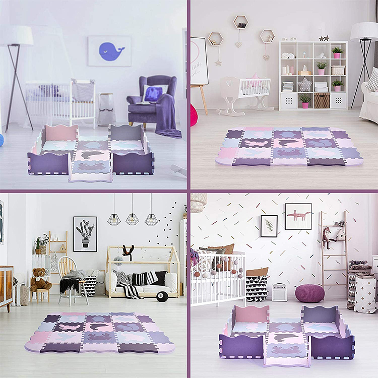 High Density Living Room Comfortable Child Foam Carpet Mat Baby Crawling Playmat with Colorful Animal Toys