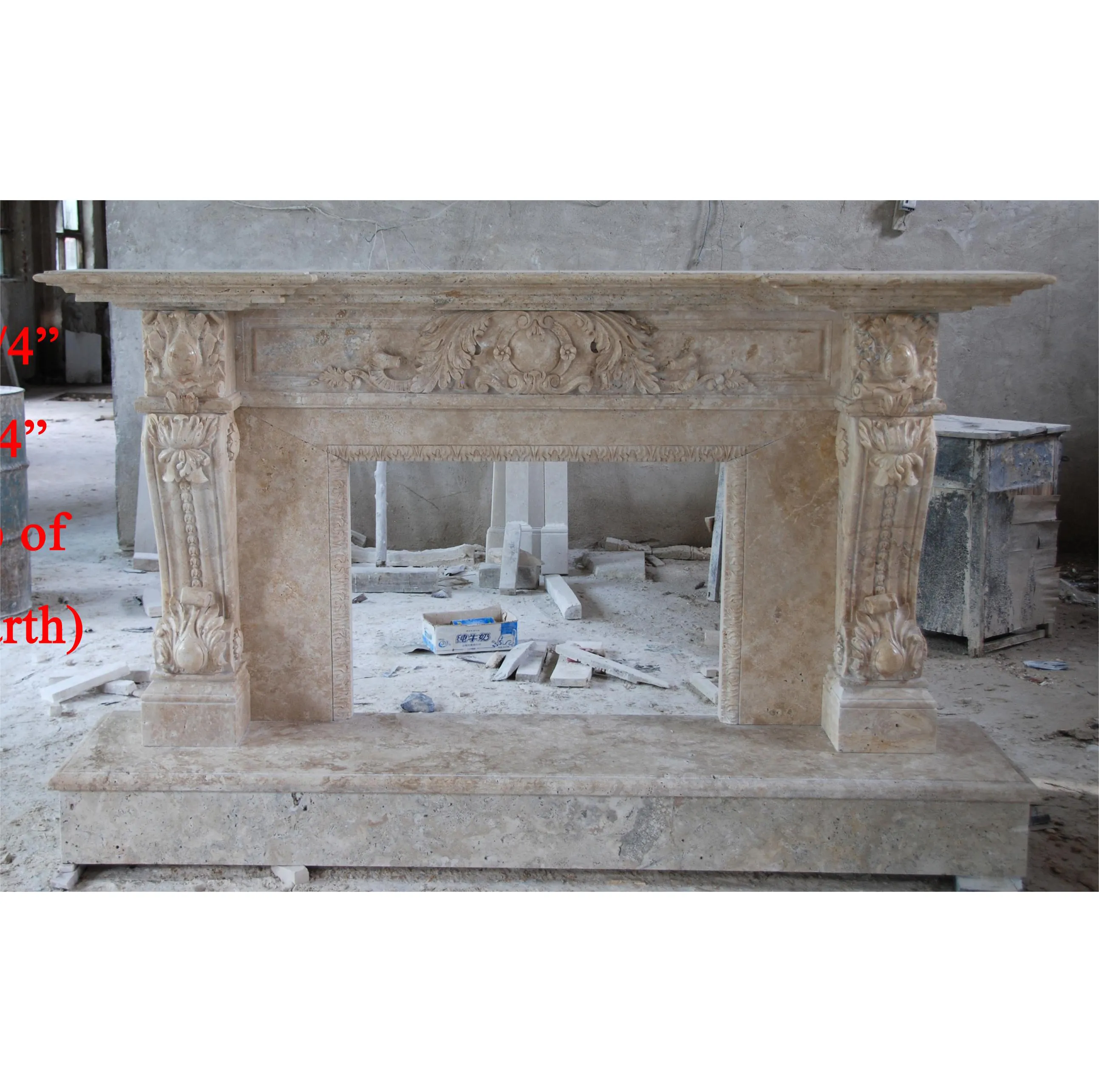 European Style Simple Patterns Hand Carved Marble Fireplace