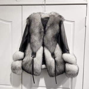 China High Quality Women Leather Natural Real Fox Fur Coat Jacket for Winter Outwear