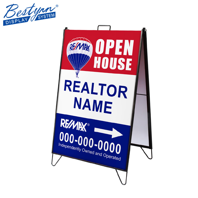 Light Duty Metal A Frame Sidewalk Sign Real Estate Sign Board Outdoor Displaying Poster Stand