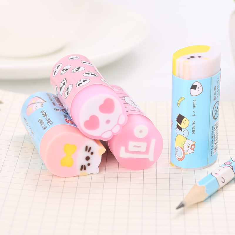 TOPSTHINK Wholesale Custom Kawaii Soft Colorful Cute Pencil Rubber Erasers Used for Student Stationery