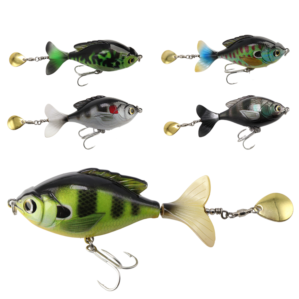 New Artificial Hard Topwater Floating Rotating Tail Bait Fishing Lures Swimbait Slow Popper Sinking Lure