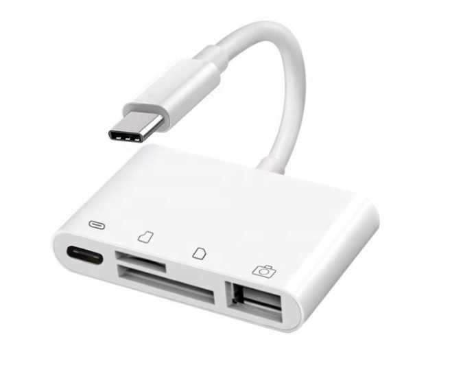 4 в 1, устройство для чтения карт памяти с USB Type C на SD, TF, компактное устройство чтения карт памяти, совместимое с MacBook Air, iPad Pro, Galaxy S9 и т. д.